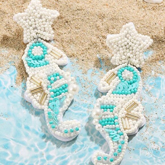 HAND BEADED/CRAFTED  EARRINGS NWT - Picture 2 of 3